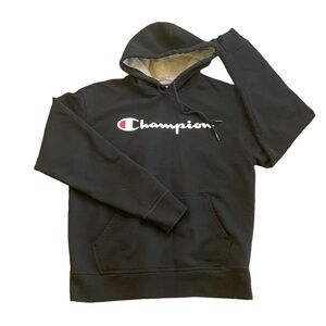 Champion Black Hooded Pullover Sweatshirt‎ Size Medium